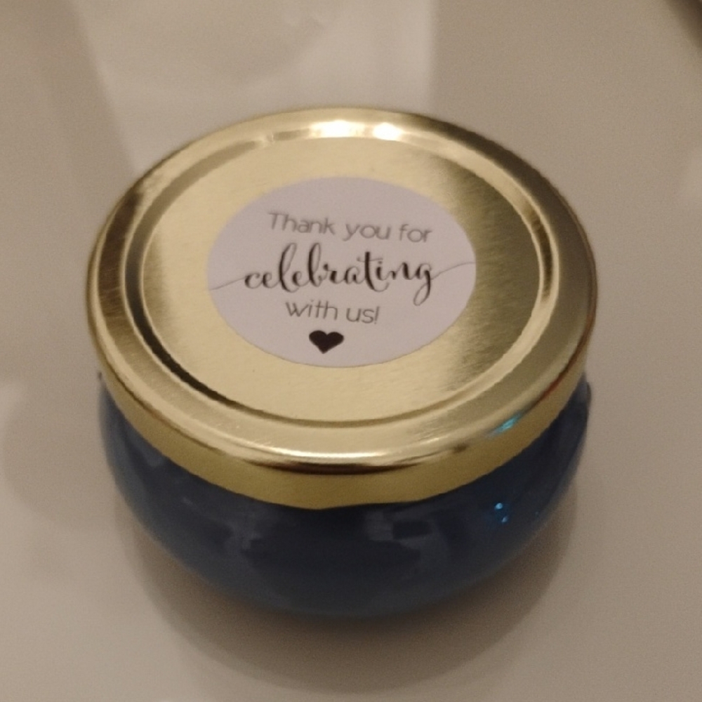 Elegant Blue Candle w/Gold Lid-NWT